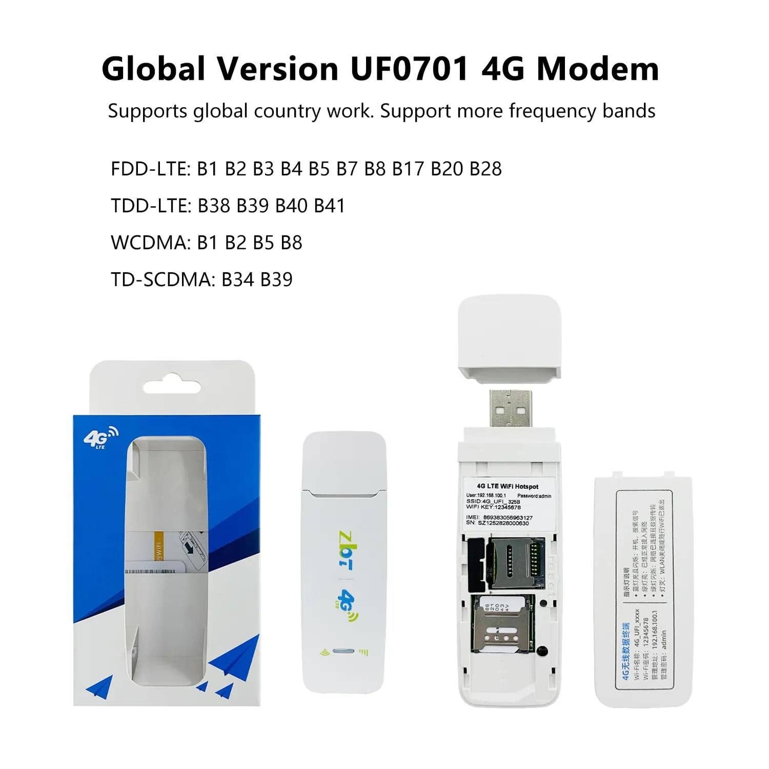 Купити ZBT Оформлення Товар Mini WiFi Dongle USB Modem 4G FDD TDD Cart ...